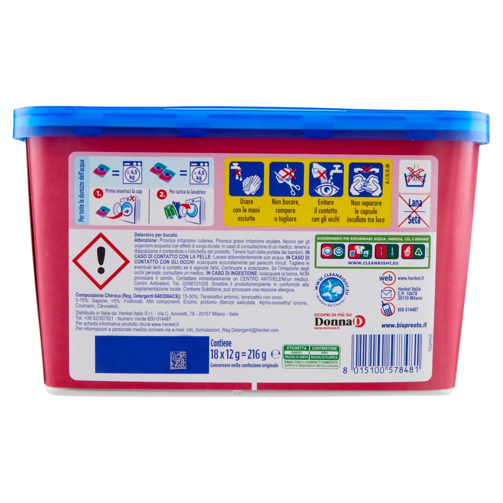 BIO PRESTO Power Caps Aromatherapy Sensazioni Floreali Orchidea Color 18 Lavaggi 18 x 12 g